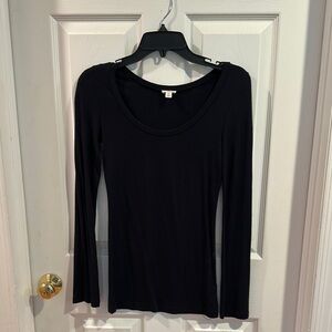 Frenchi Black Fitted Long Sleeve Blouse